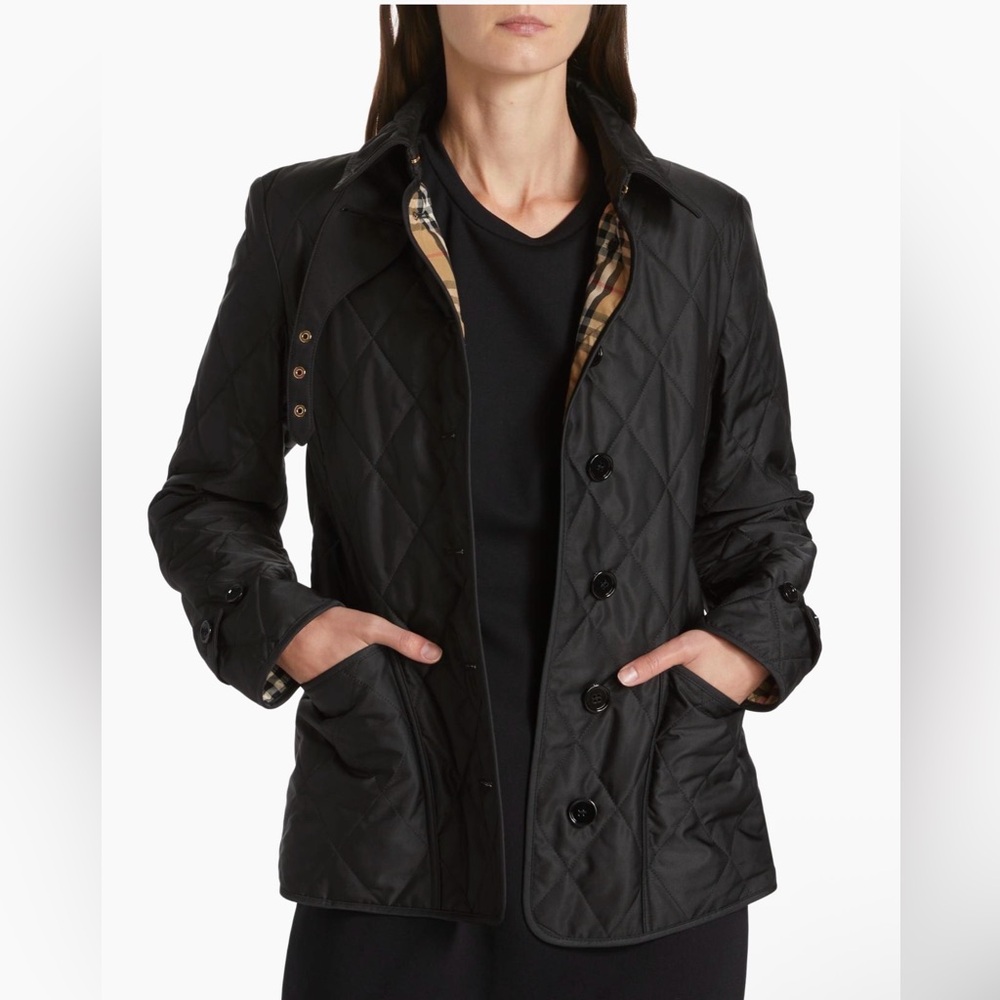 Burberry Fernleigh Quilted Jacket Black Check Lined XL - Picture 7 of 16
